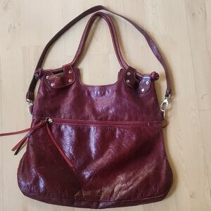 Luciana Verde Burgundy Leather Tote Bag